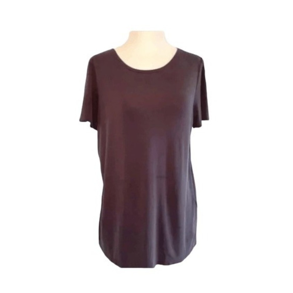 Banana Republic Split Sleeve Tee Charcoal Grey Satin Knit M